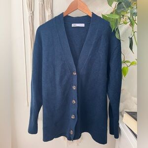 Zara Women's Deep Blue Cardigan Sweater